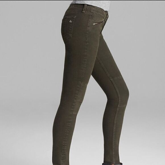 Rag & Bone Ridley Moto Wax Skinny Dark Olive Jean - Picture 8 of 12
